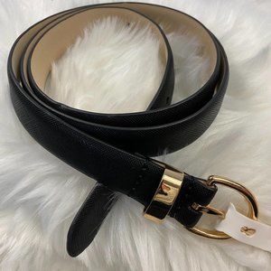 A New Day Black & Gold Tone Buckle Saffiano Belt